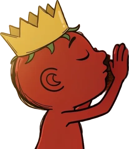 Tomato King kissing the wall